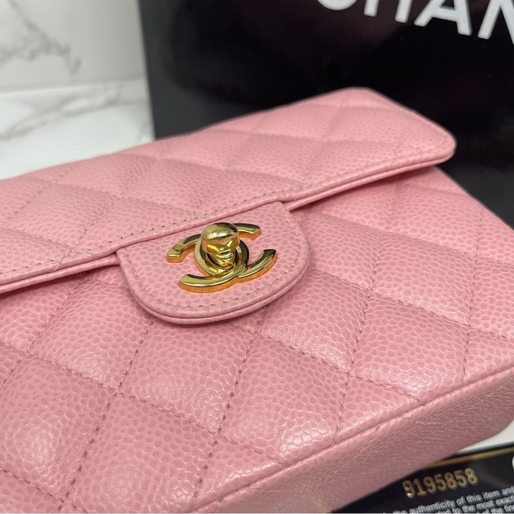 Chanel Vintage Sakura Pink CC Mini Square Classic Flap Quilted Bag - Picture 5 of 17
